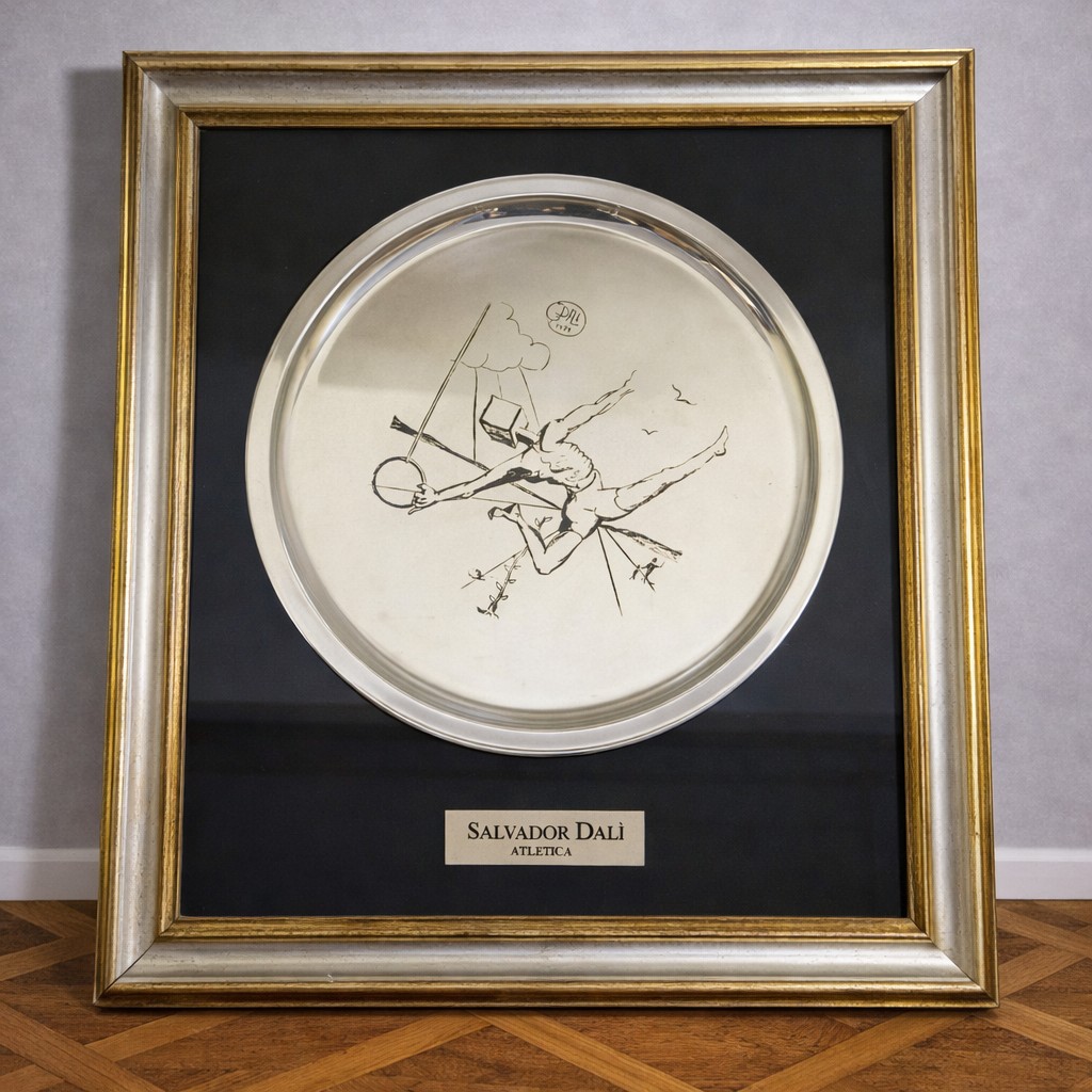 Work By Salvador Dalí – “atletica” – Framed Silkscreened Plate With Certificate  