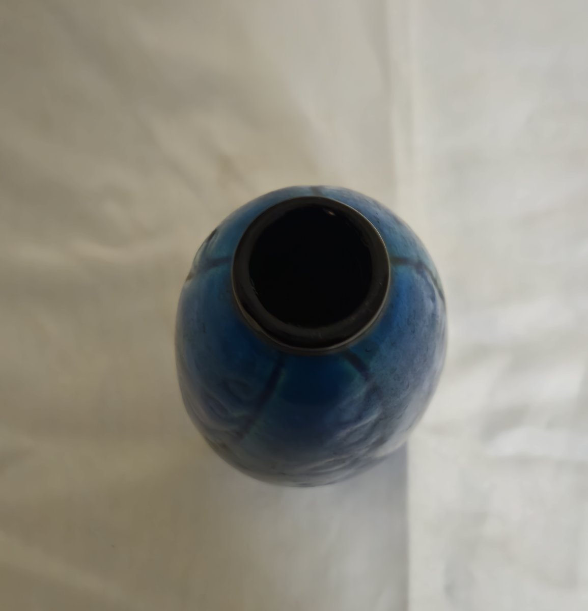 Rosalba Signed Ceramic Vase – Deep Egyptian Blue  -photo-4