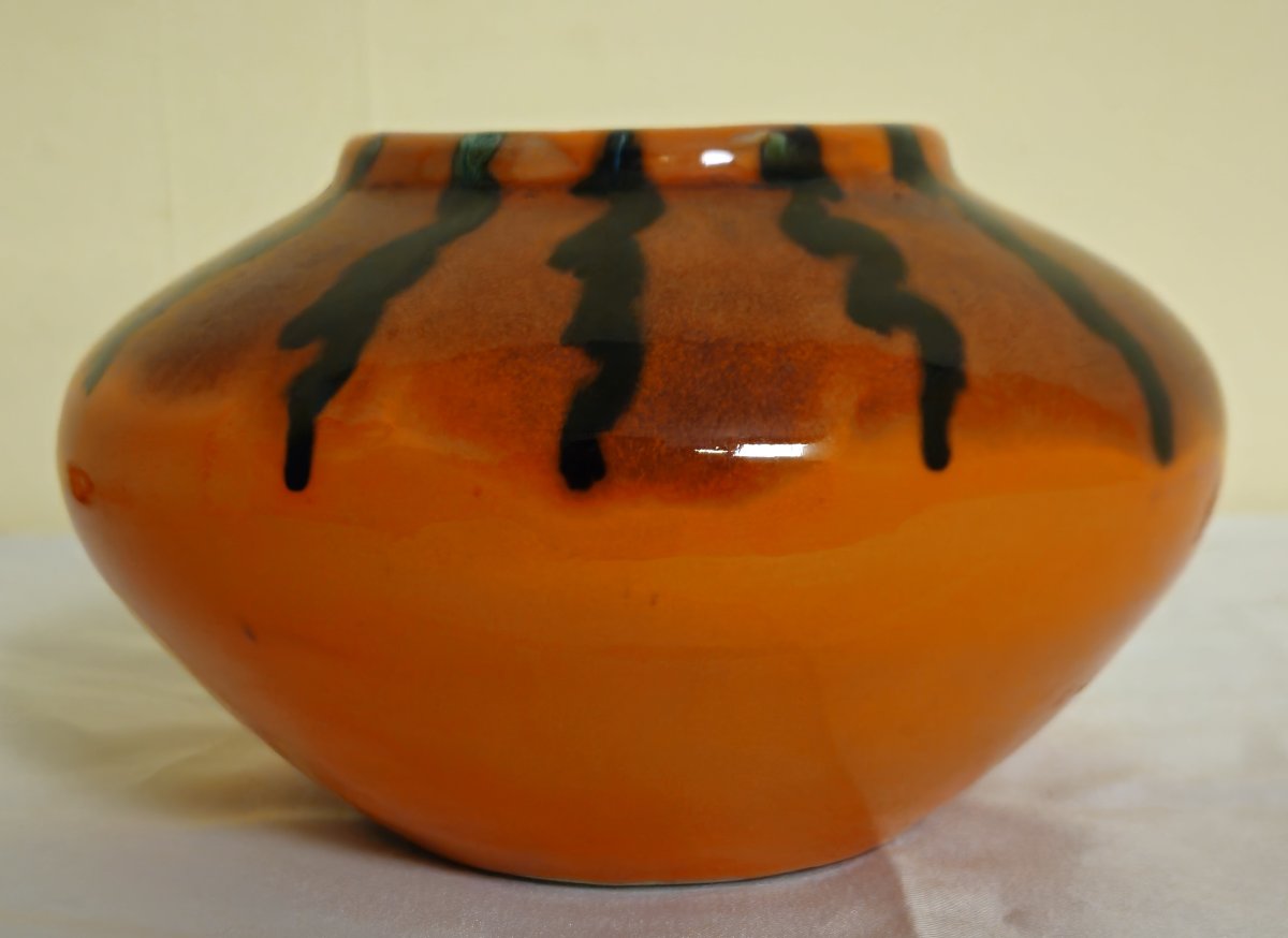 Vase en céramique signé CAMOS – Vallauris  Joli vase en céramique émaillée -photo-1