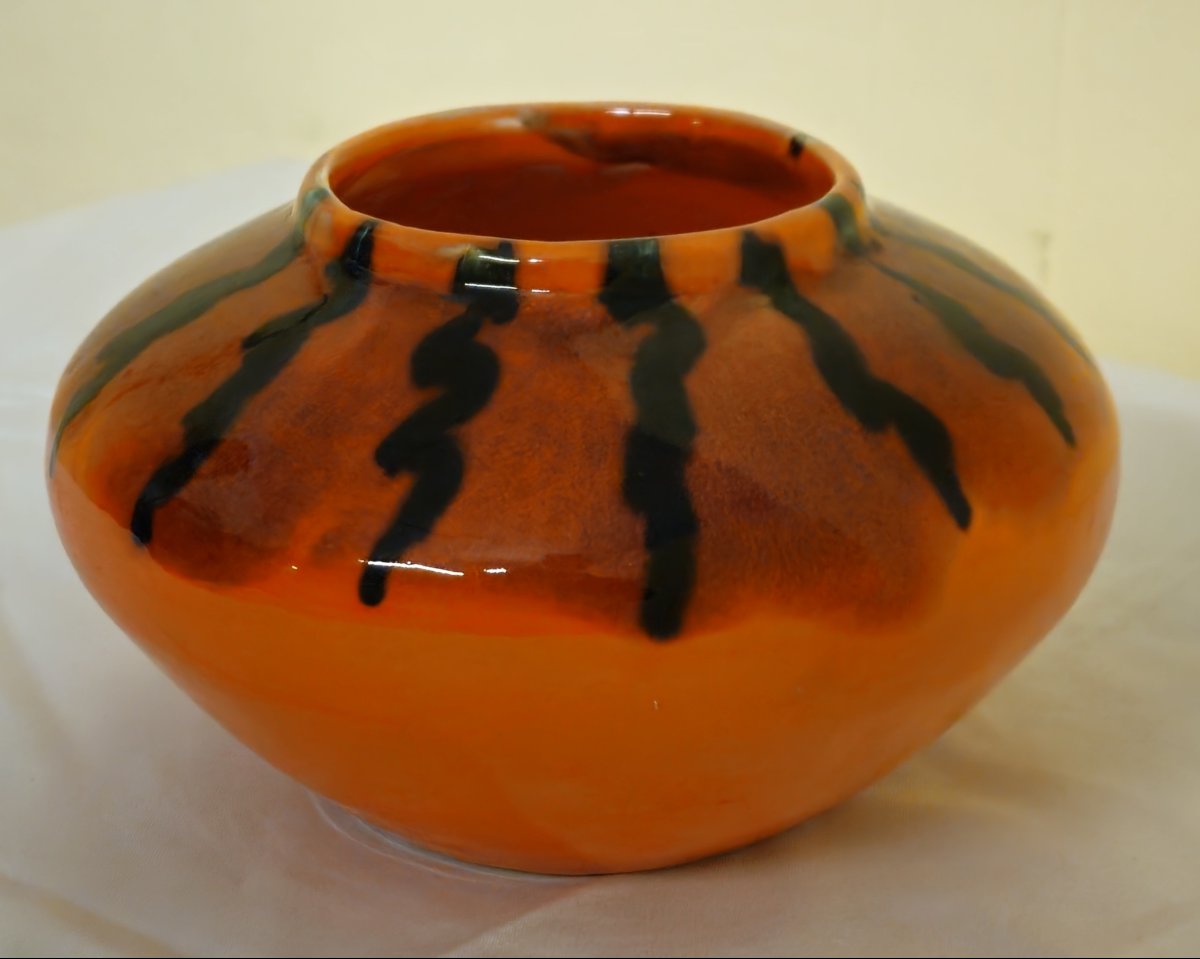 Vase en céramique signé CAMOS – Vallauris  Joli vase en céramique émaillée -photo-3