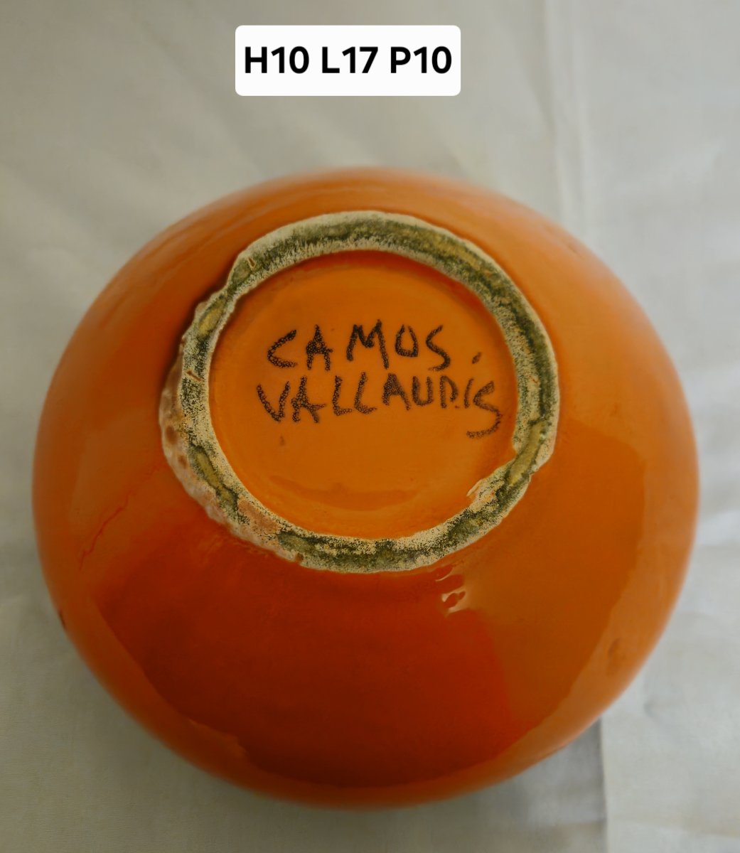 Vase en céramique signé CAMOS – Vallauris  Joli vase en céramique émaillée -photo-5