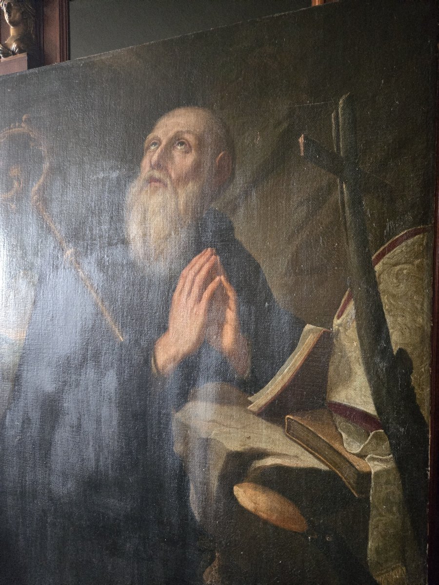 Tableau ancien – École du XVIIᵉ siècle Huile sur toile religieuse-photo-5