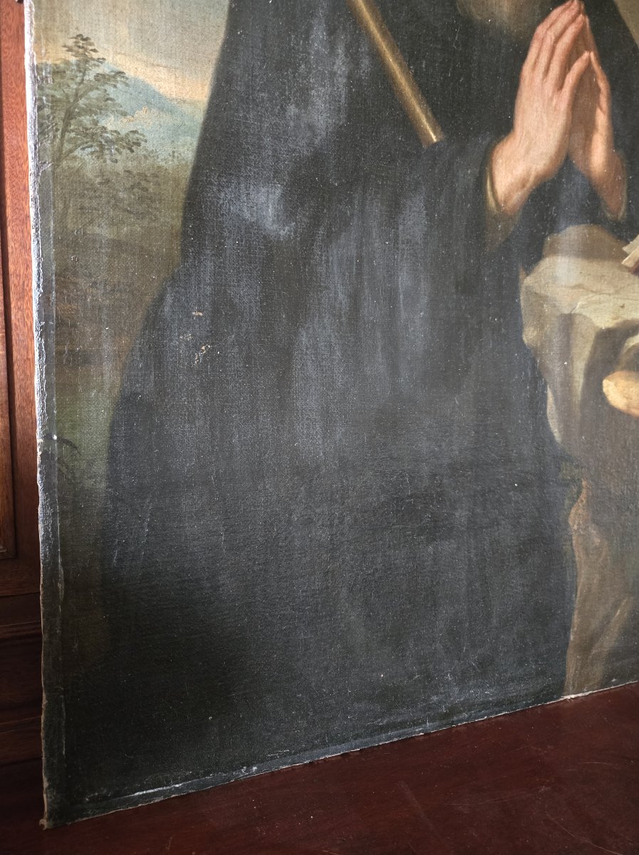 Tableau ancien – École du XVIIᵉ siècle Huile sur toile religieuse-photo-7