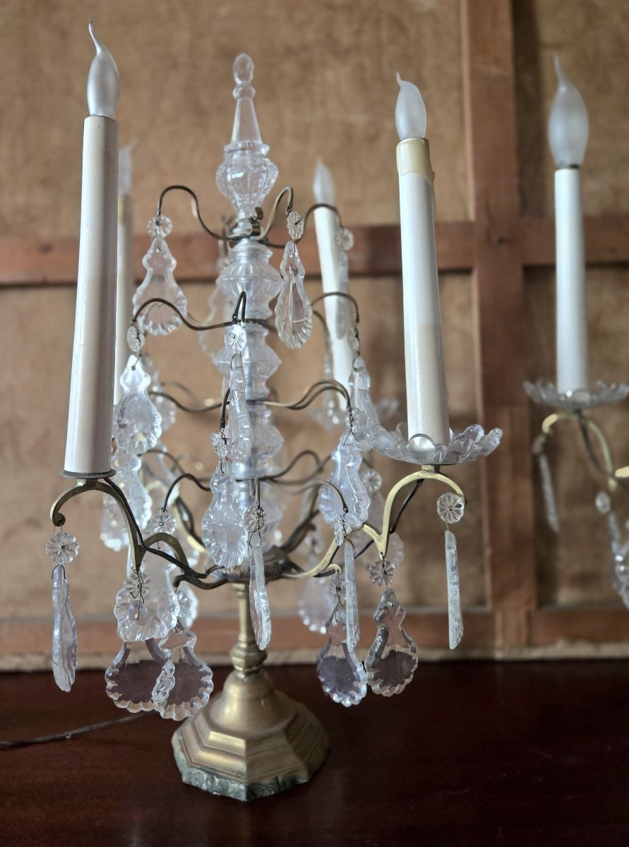 Paire de Girandoles en bronze et cristal – Époque XIXᵉ siècle  -photo-2