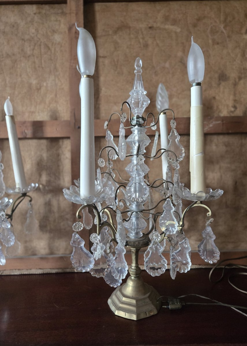 Paire de Girandoles en bronze et cristal – Époque XIXᵉ siècle  -photo-3
