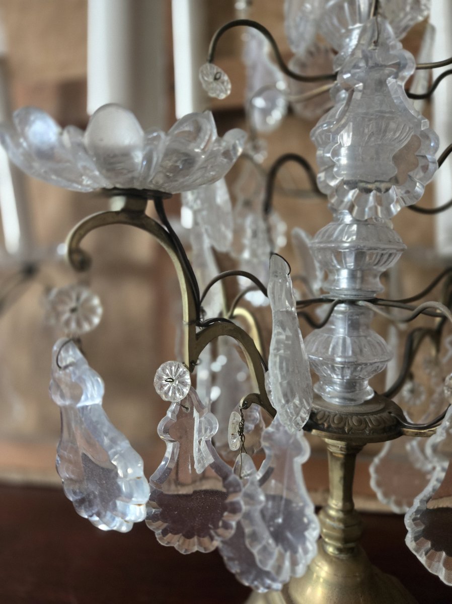 Paire de Girandoles en bronze et cristal – Époque XIXᵉ siècle  -photo-7