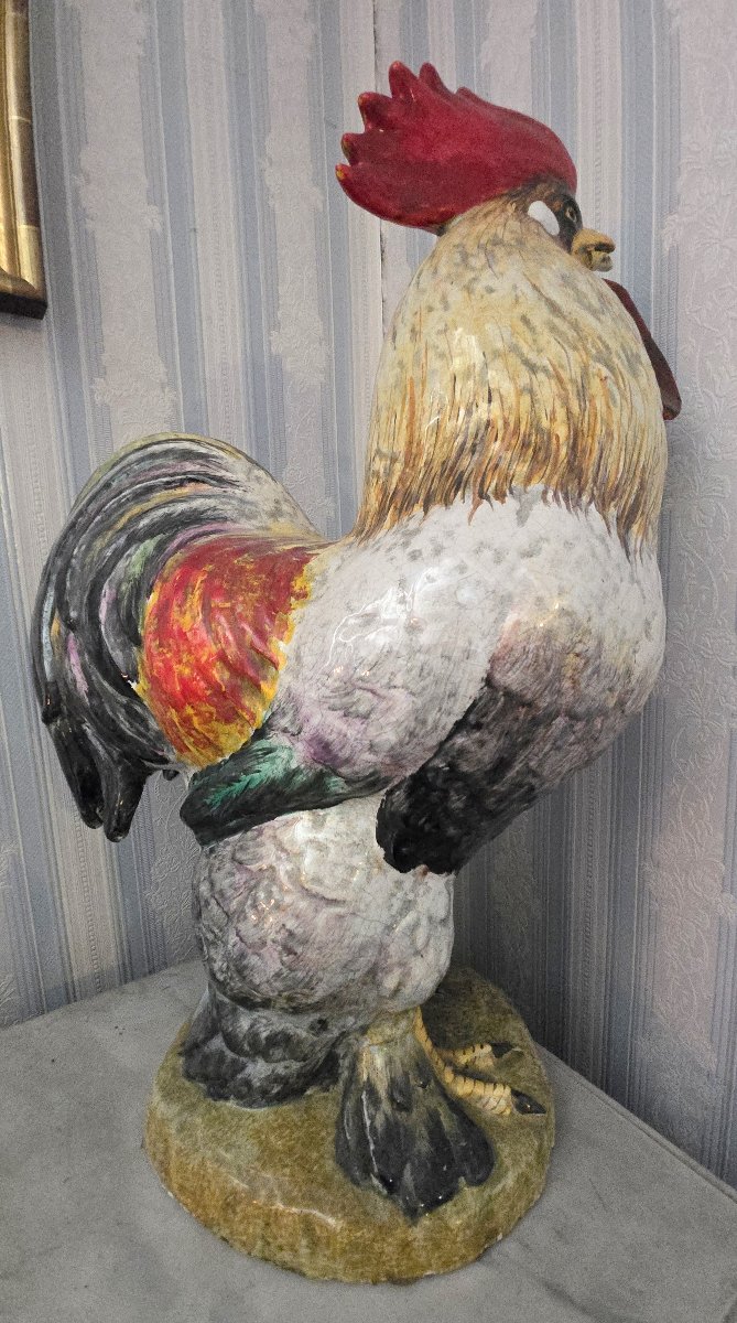 Important Decorative Polychrome Ceramic Rooster – 20th Century-photo-7