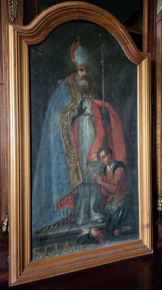 Oil On Canvas Depicting Saint Claude, 17th Century -photo-1