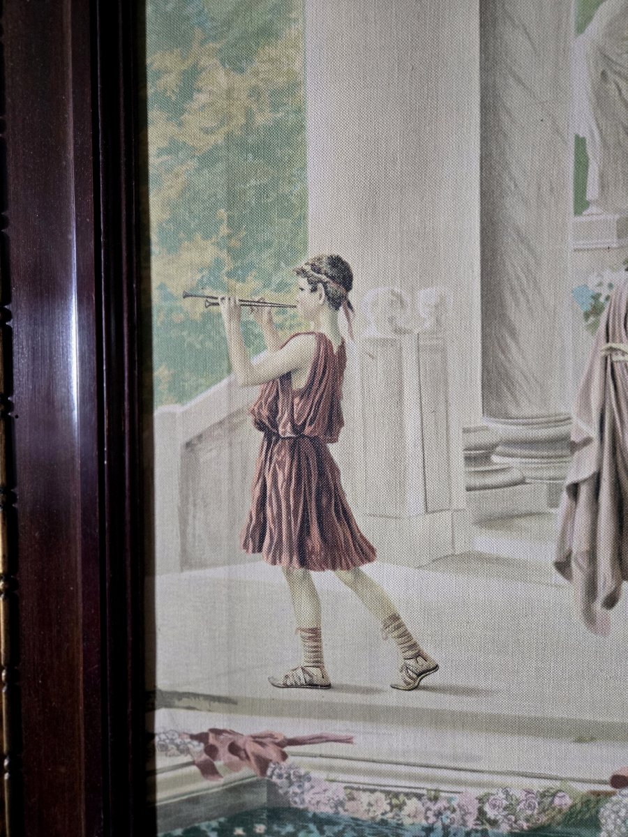 Handprint On Canvas – Lively Antique Scene, 20th Century  -photo-3