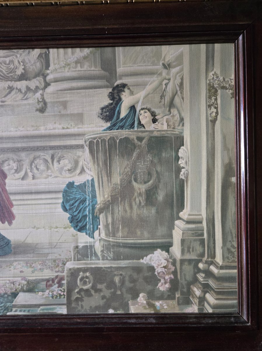 Handprint On Canvas – Lively Antique Scene, 20th Century  -photo-5