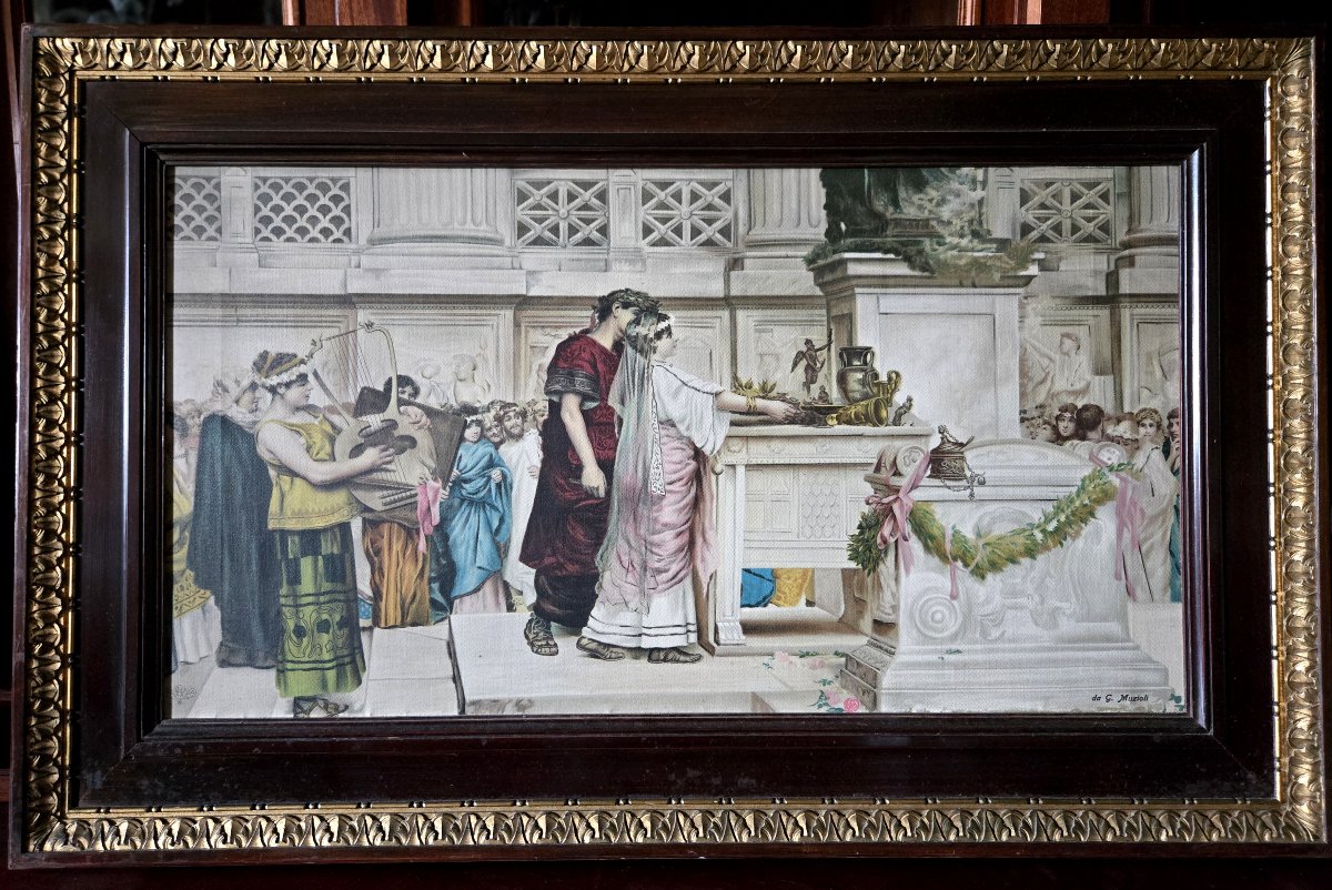 Handprint On Canvas – Ritual Scene Inspired By Antiquity, 20th Century  -photo-1