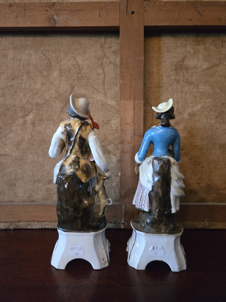 Paire de sujets en porcelaine de Paris – Couple de personnages élégants  -photo-6