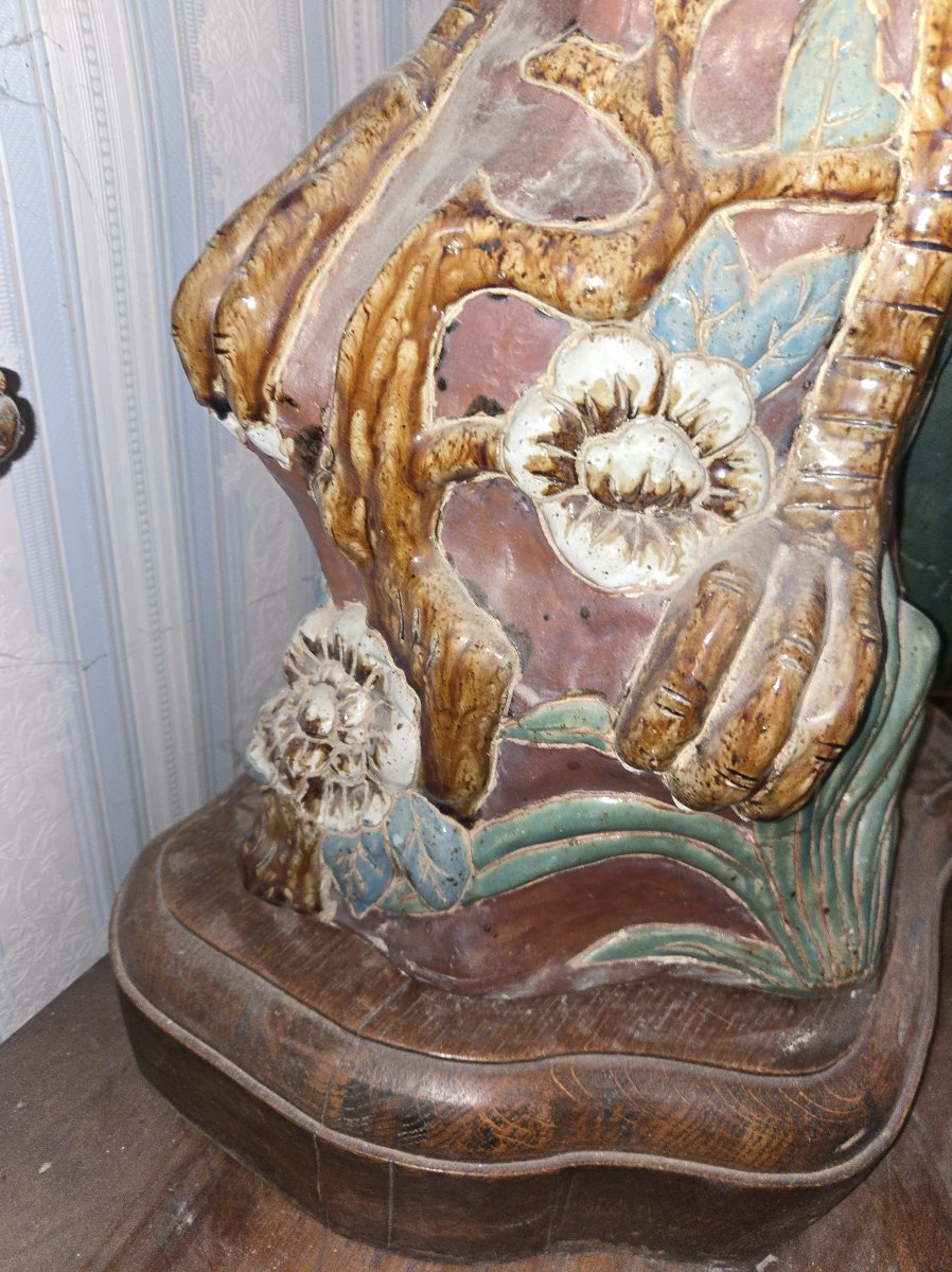 Grand paon décoratif en céramique – XXᵉ siècle -photo-6