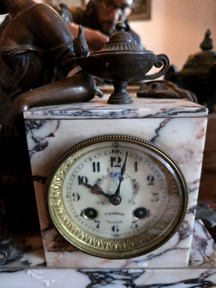 Garniture de Pendule de cheminée trois piéces en régule – Époque XIXᵉ siècle -photo-7