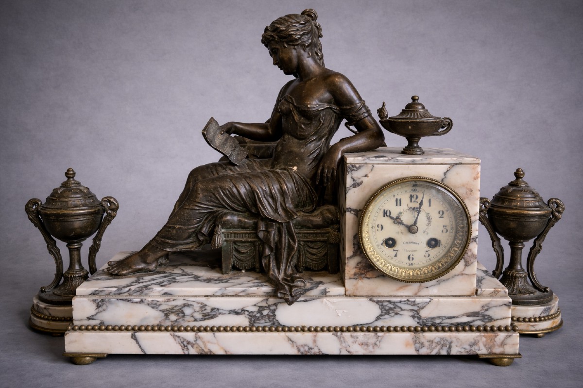 Garniture de Pendule de cheminée trois piéces en régule – Époque XIXᵉ siècle 