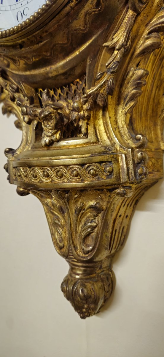 Large Antique Wall Clock In Gilt Bronze – Louis XV Style – 19th Century-photo-6