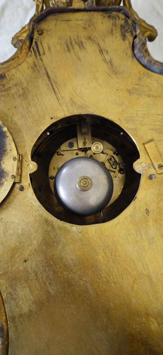 Large Antique Wall Clock In Gilt Bronze – Louis XV Style – 19th Century-photo-7