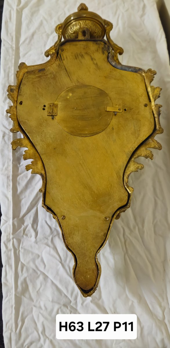 Large Antique Wall Clock In Gilt Bronze – Louis XV Style – 19th Century-photo-8