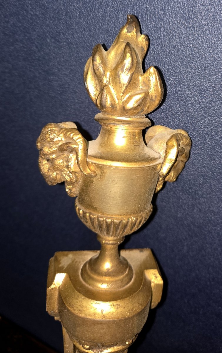 Paire d’appliques murales anciennes en bronze doré – Style Louis XVI – 2 feux chacune-photo-7