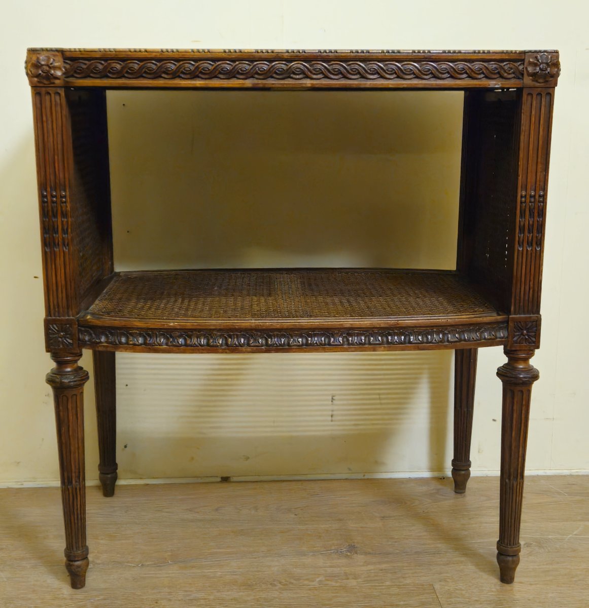 Louis XVI Style Side Table/side Table – Marble Top – Caning    -photo-1