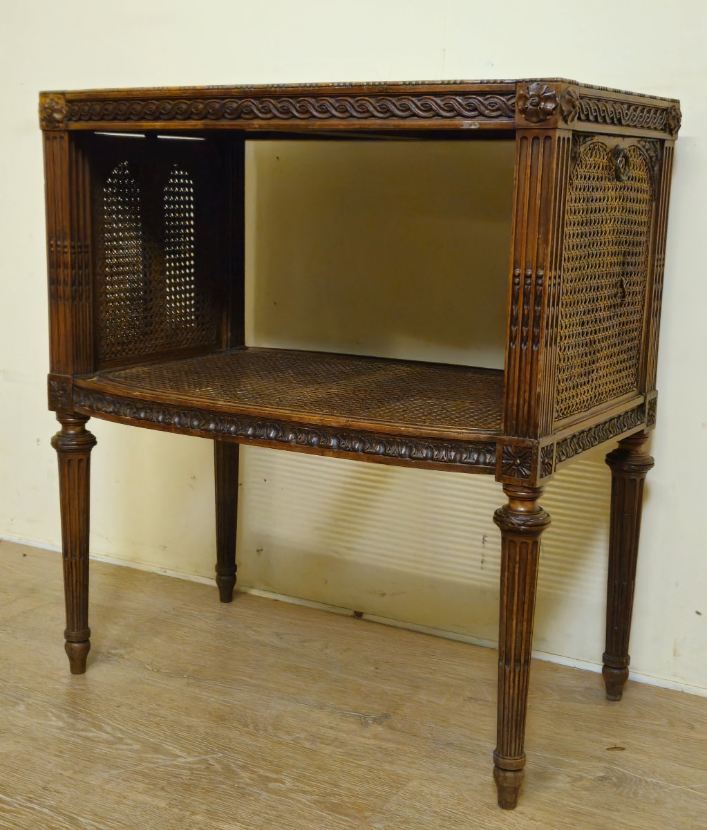 Louis XVI Style Side Table/side Table – Marble Top – Caning    -photo-2