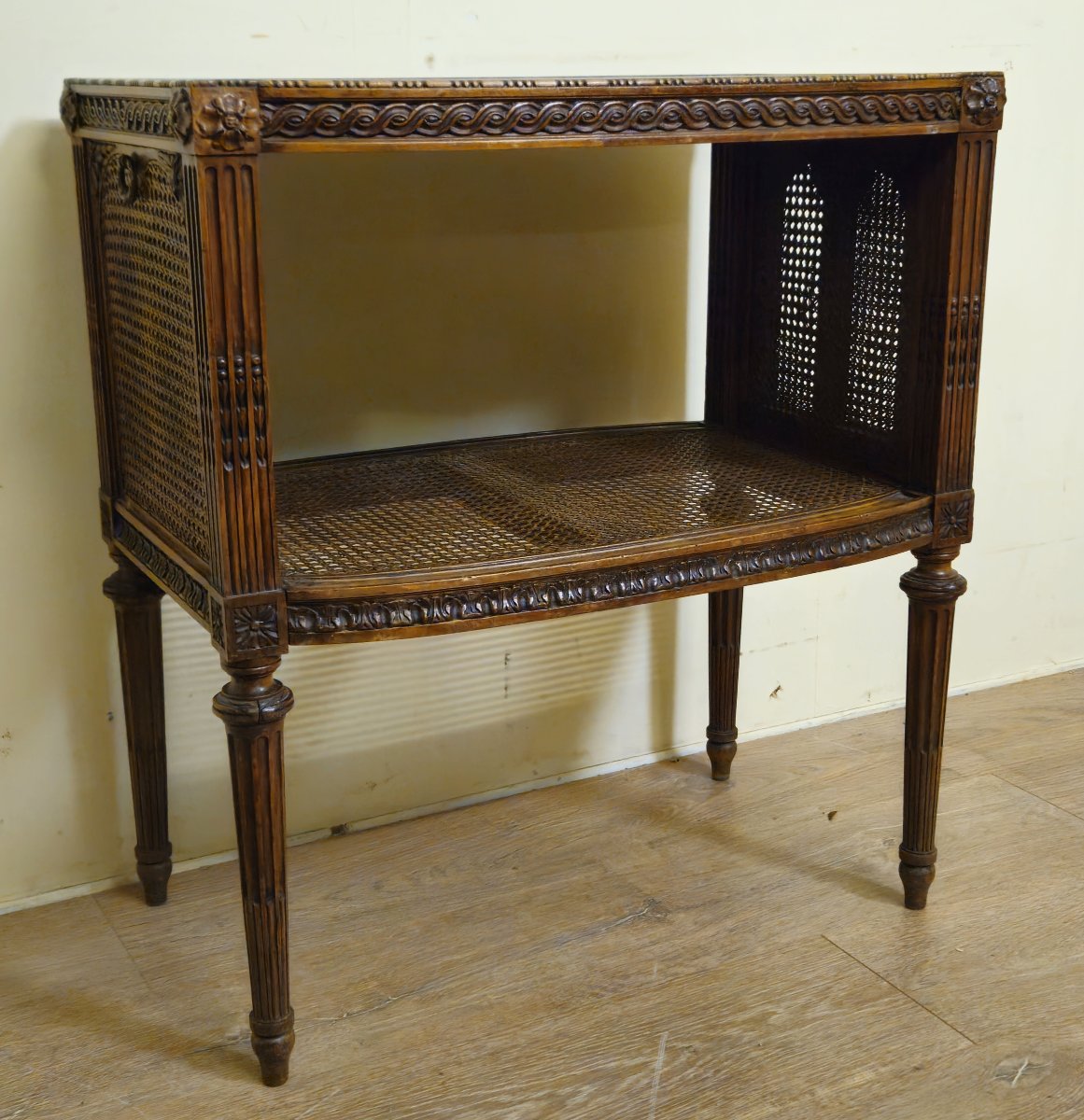 Louis XVI Style Side Table/side Table – Marble Top – Caning    -photo-3