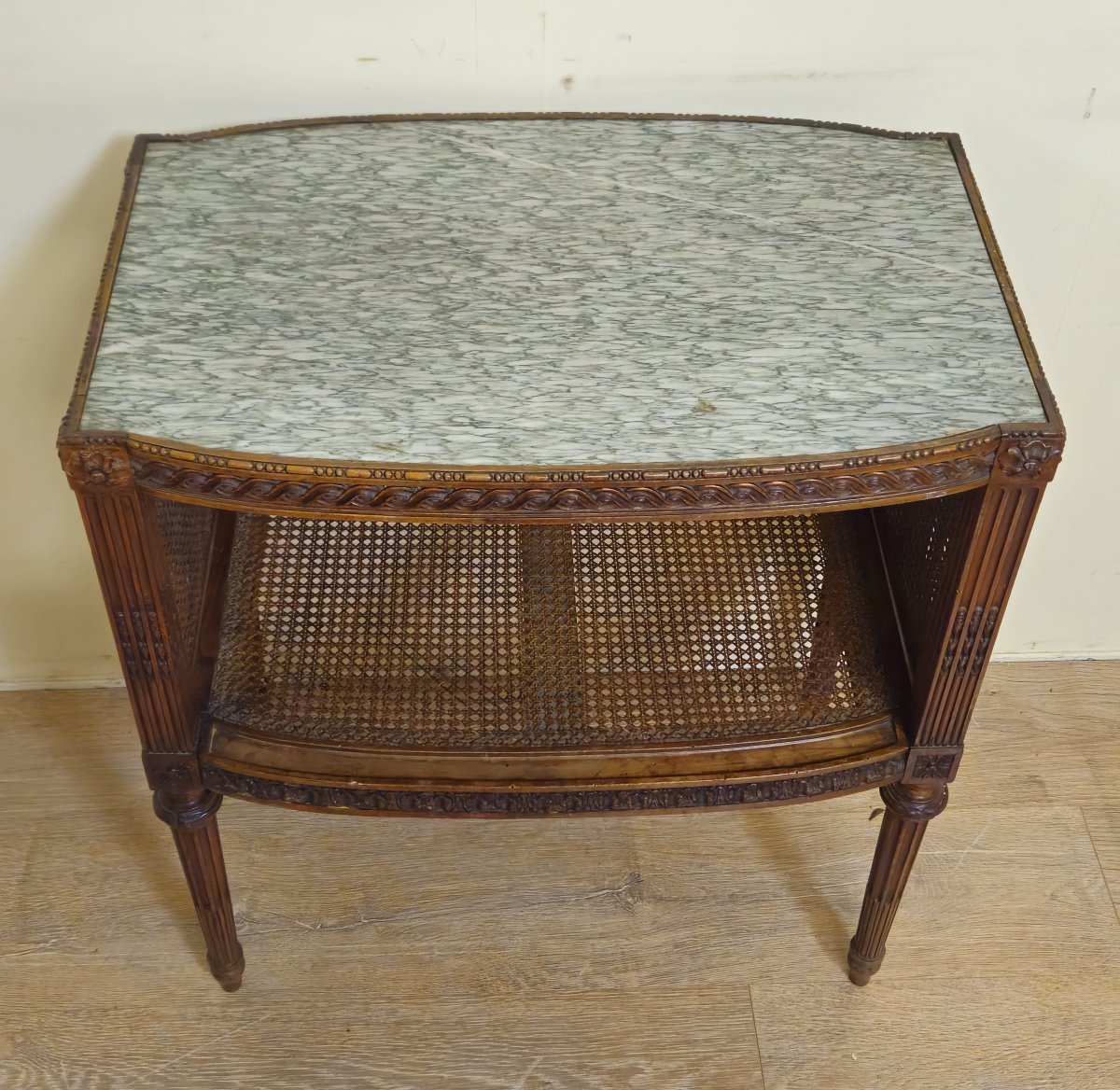 Louis XVI Style Side Table/side Table – Marble Top – Caning    -photo-4