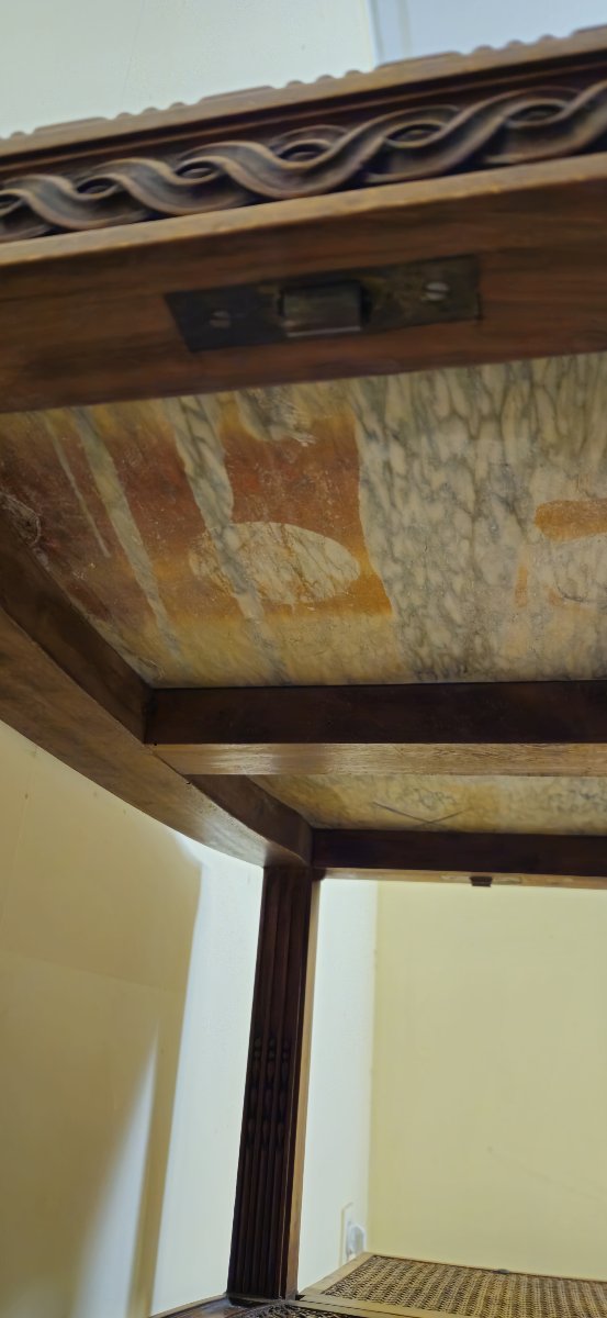 Louis XVI Style Side Table/side Table – Marble Top – Caning    -photo-5