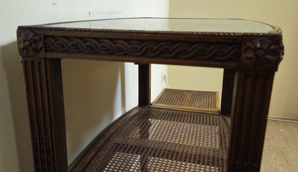 Louis XVI Style Side Table/side Table – Marble Top – Caning    -photo-6