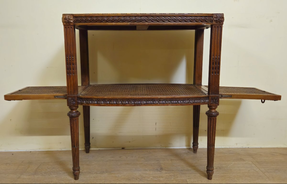 Louis XVI Style Side Table/side Table – Marble Top – Caning    -photo-7