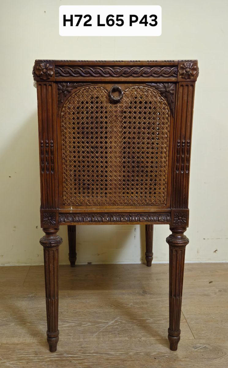 Louis XVI Style Side Table/side Table – Marble Top – Caning    -photo-8