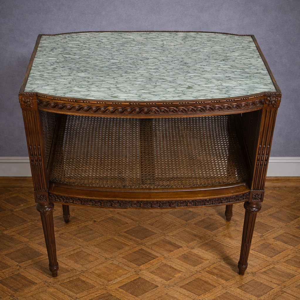 Louis XVI Style Side Table/side Table – Marble Top – Caning    