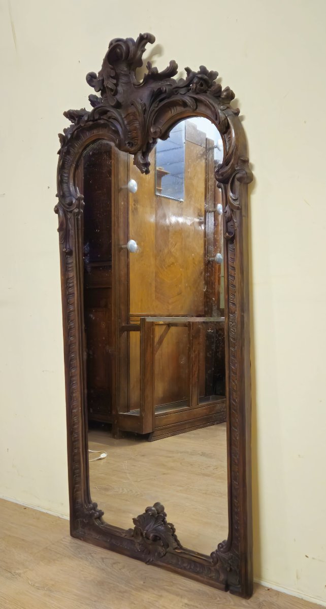 Grand miroir ancien en bois sculpté – Style Louis XV - fin XIXeme    -photo-2