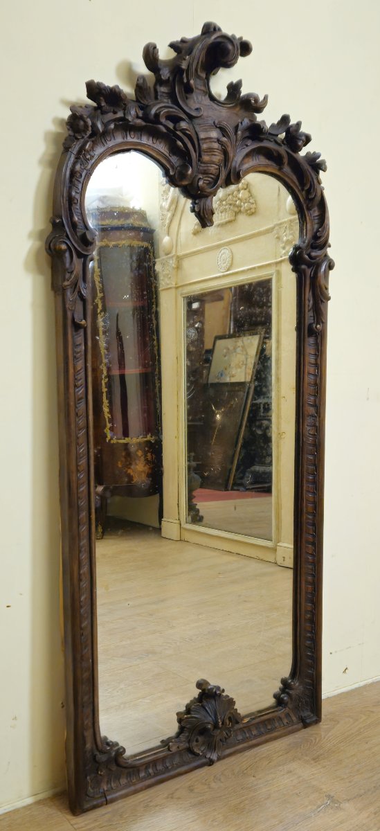 Grand miroir ancien en bois sculpté – Style Louis XV - fin XIXeme    -photo-3