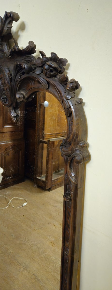 Grand miroir ancien en bois sculpté – Style Louis XV - fin XIXeme    -photo-4