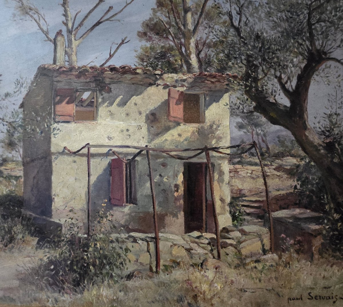Paul Servais – Provençal House Under The Olive Trees – Early 20th Century – Oil On Canvas, Signed -photo-3