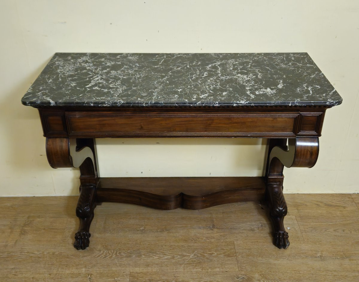 Grande console époque Empire en acajou -photo-1