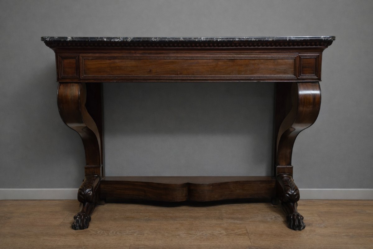 Grande console époque Empire en acajou -photo-8