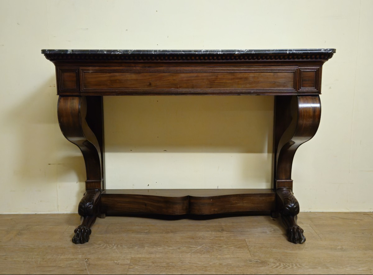 Grande console époque Empire en acajou 