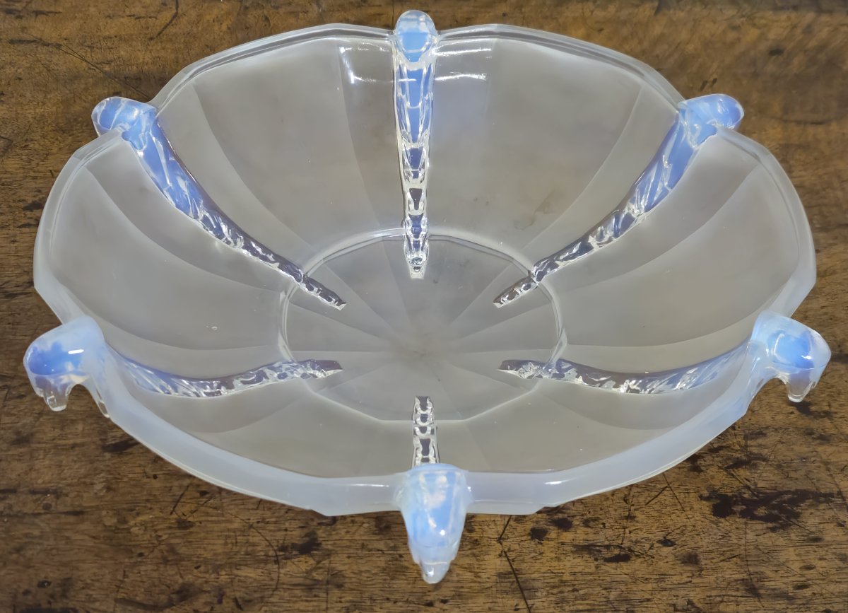 Importante Coupe / Centre de table en verre opalescent – Art Déco - -photo-1