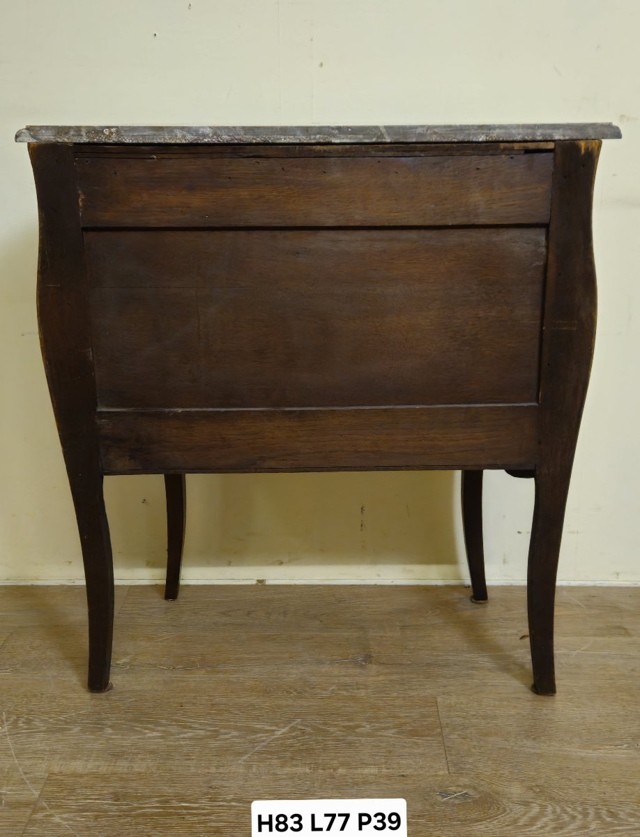 Louis XV Style Marquetry Commode – 3 Drawers – Marble Top – Gilt Bronze – 19th Century -photo-8