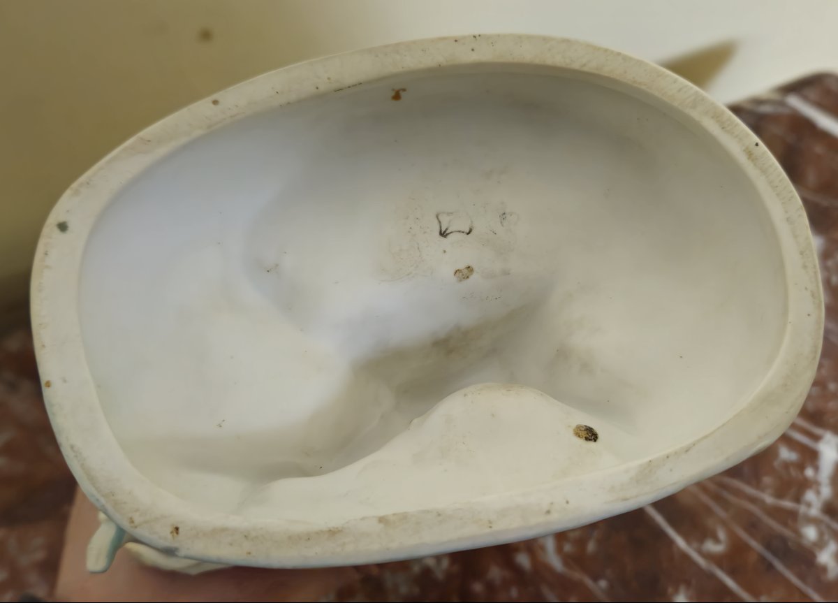 Sujet ancien en porcelaine – Groupe d’enfants – vase décoratif –-photo-5