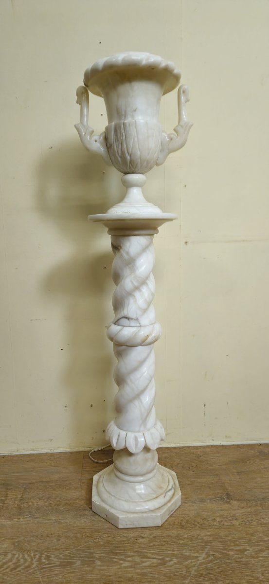 Colonne / sellette en albâtre – Style néoclassique    -photo-1