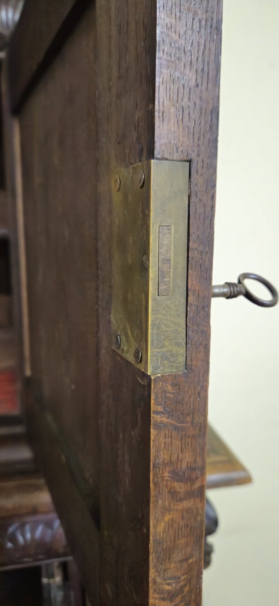 Two-part Cabinet - Antique Renaissance-style Cabinet In Carved Oak – -photo-5