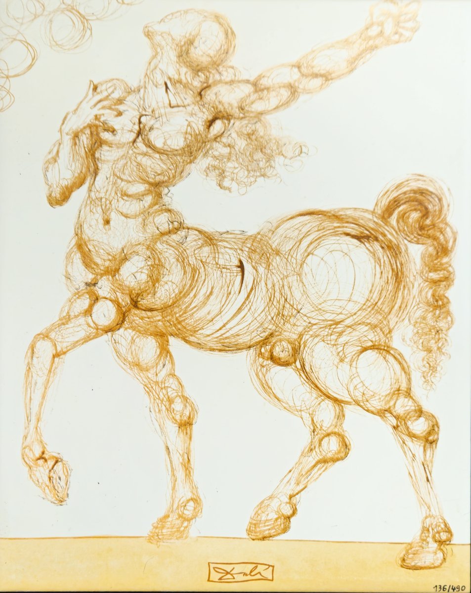 Salvador Dalí – Centaure (gravure à la sanguine), Divine comédie - numéroté 136/490-photo-1