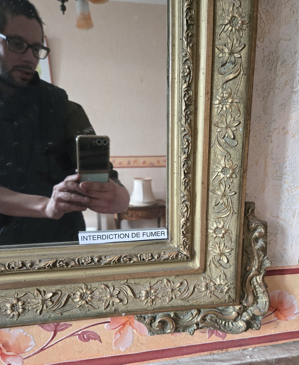 Miroir doré ancien à fronton sculpté – époque Napoléon III - XIXeme-photo-8