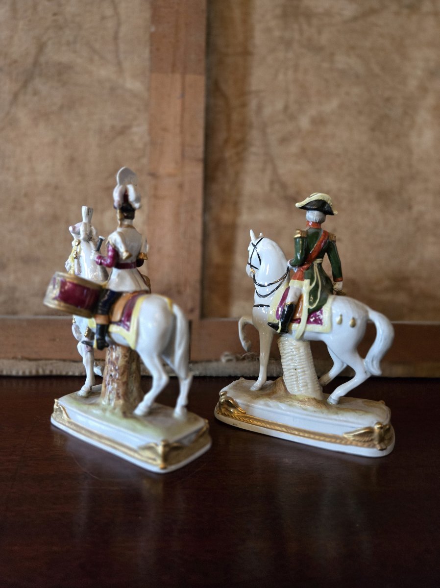 Paire de sujets en porcelaine – Cavaliers Empire – Garde Impériale & A. Cheval / Bessières -photo-5