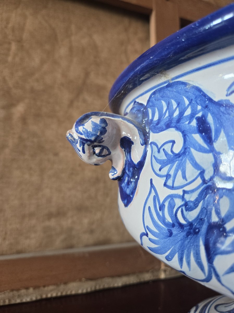 Antoine Montagnon In Nevers: Footed Earthenware Bowl With Blue Decoration -photo-4