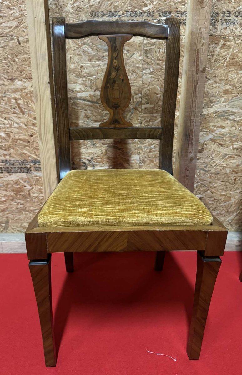 Suite de 6 chaises marquetées – Style Biedermeier / Restauration-photo-5
