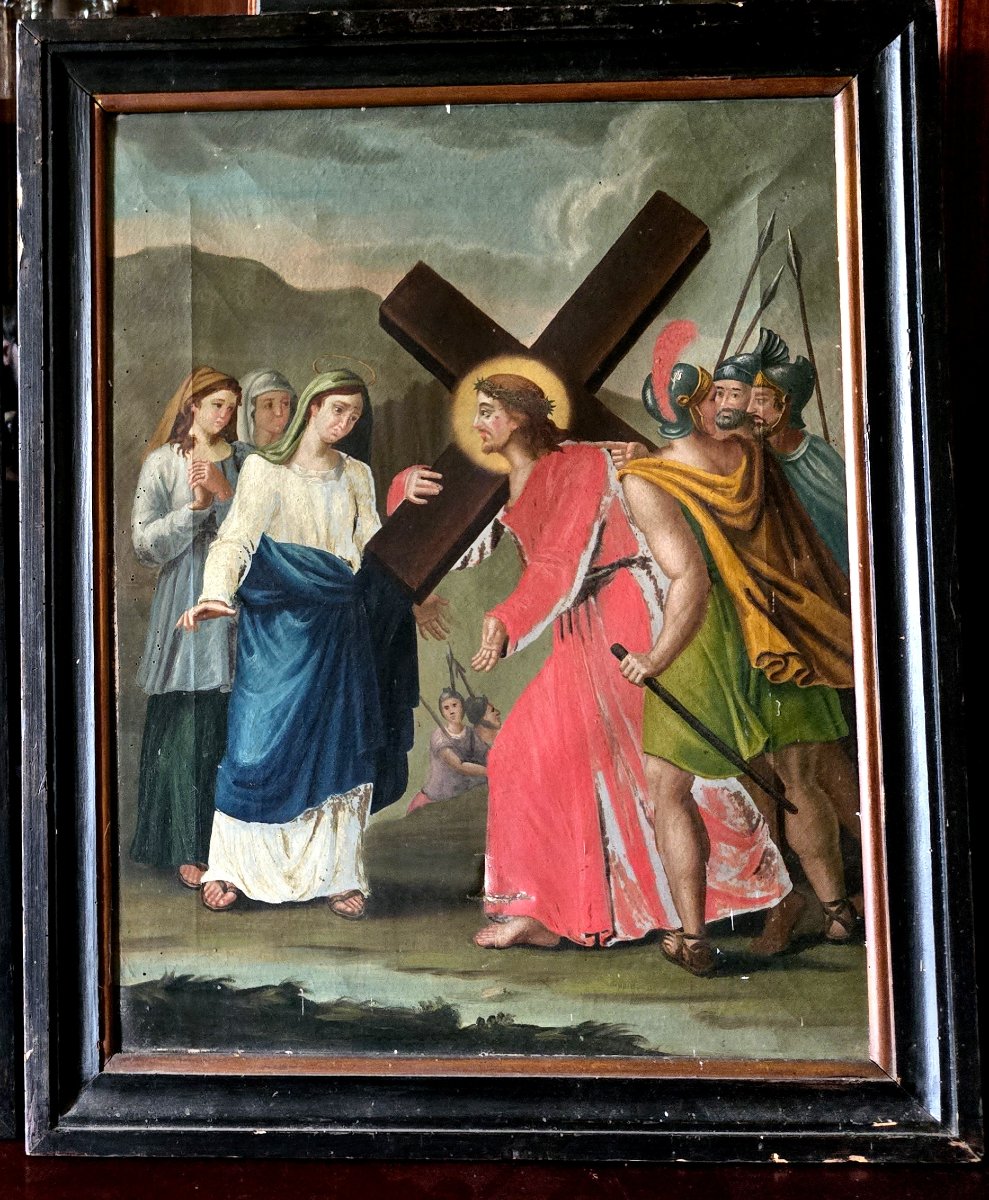 Chemin de Croix – Huile sur toile – Fin XVIIIe / Début XIXe siècle -photo-1